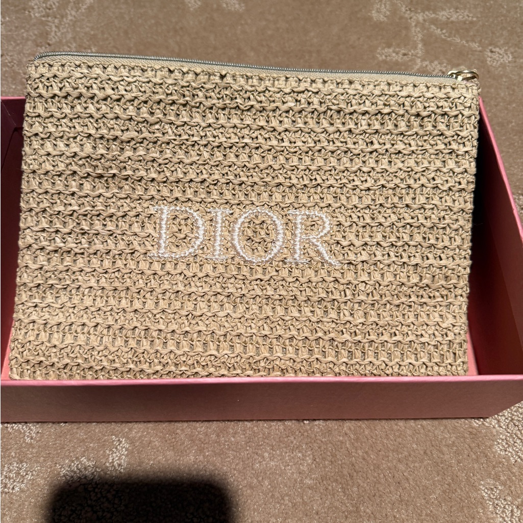 Dior Beige Woven Logo Clutch No Box Final
